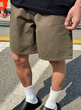 美式户外休闲直筒显瘦夏季五分裤男女cleanfit牛仔短裤黑色白色