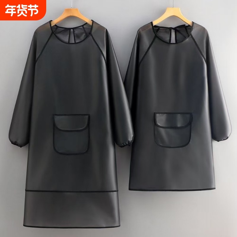 TPU长袖围裙家用厨房罩衣新款工作服女防水防油餐饮专用加长冬季