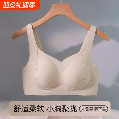 无痕内衣女士大胸显小胸聚拢上托3D软防下垂美背文胸罩固定收副乳