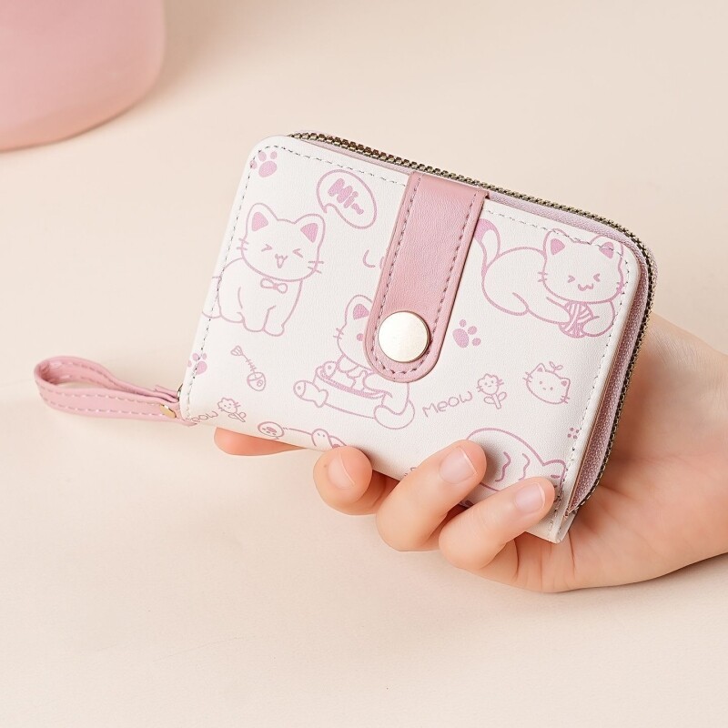 简约日式钱包女短款薄小巧折叠学生钱夹2025新款可爱小众零钱卡包