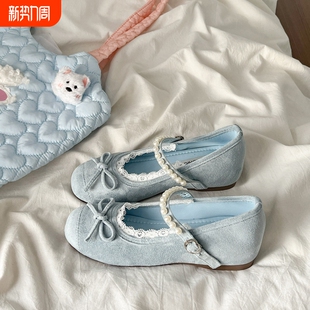 法式复古内增高玛丽珍鞋女2026春季新款百搭浅口平底芭蕾舞鞋圆头