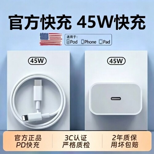 适用苹果充电器原装正品17/16/14充电器头iPhone16promax手机15/12/11插头快充typec正数据线30w原14装13ipad