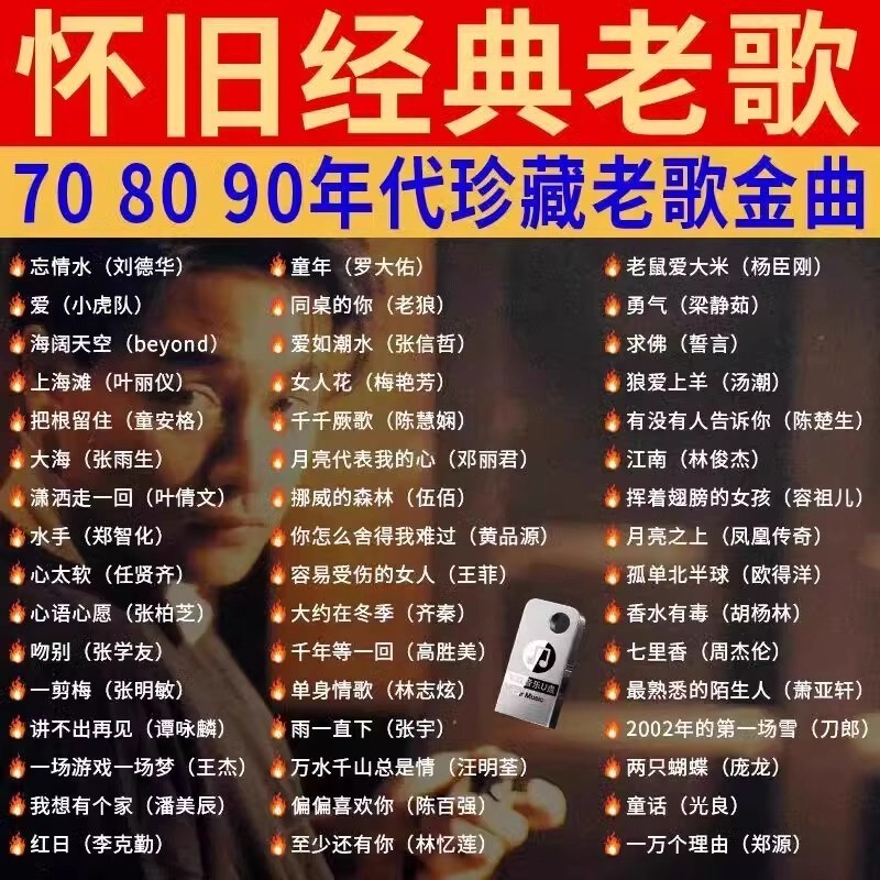 汽车载U盘音乐708090经典怀旧歌曲国语粤语老歌高品质USB音乐优盘