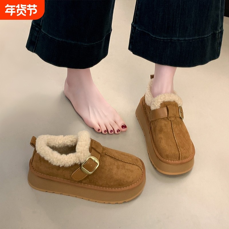 厚底加绒豆豆勃肯鞋女保暖雪地靴2025新款冬季女款鞋子一脚蹬棉鞋,女鞋,勃肯鞋/软木鞋,淘宝优惠券,粉丝福利购,淘宝优惠卷