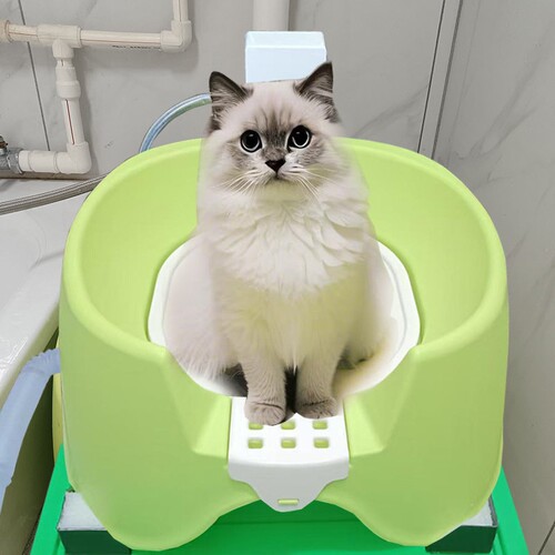 全自动冲水猫厕所红外感应智能猫砂盆猫马桶开放宠物蹲便盆狗厕所