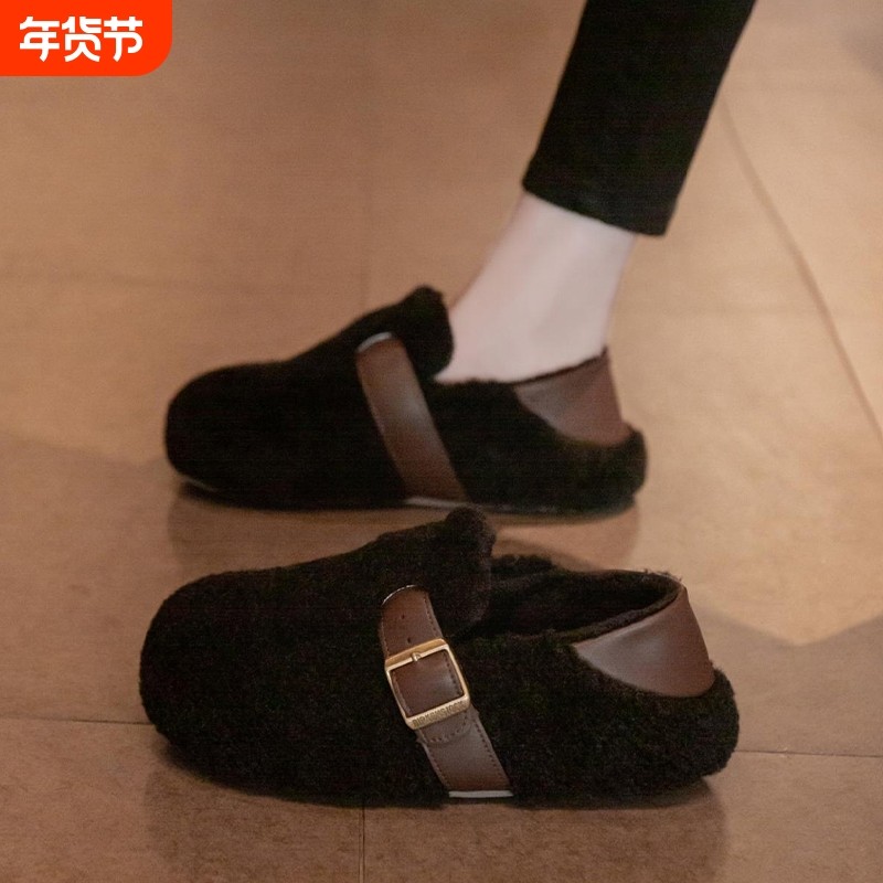 毛毛鞋女外穿2025新款冬季加绒雪地靴一脚蹬豆豆鞋棉鞋女鞋子毛绒,女鞋,毛毛鞋,淘宝优惠券,粉丝福利购,淘宝优惠卷