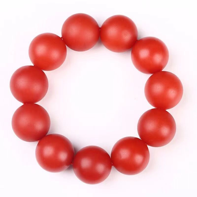 云南保山南红玛瑙手串柿子红手链满色满肉佛珠项链男女款礼物