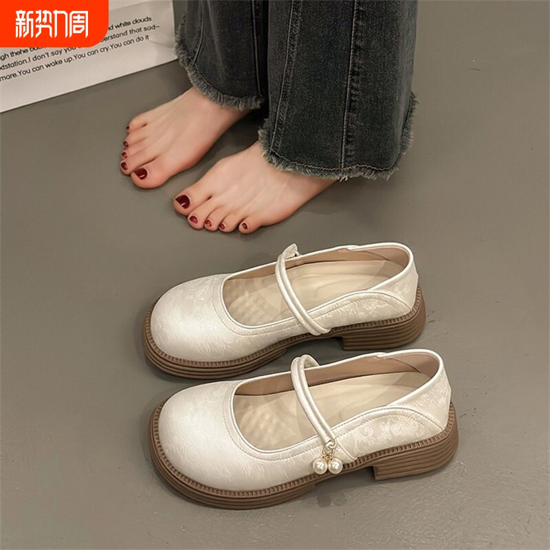 法式温柔气质单鞋女新中式国风女鞋圆头玛丽珍鞋小皮鞋配裙子粗跟