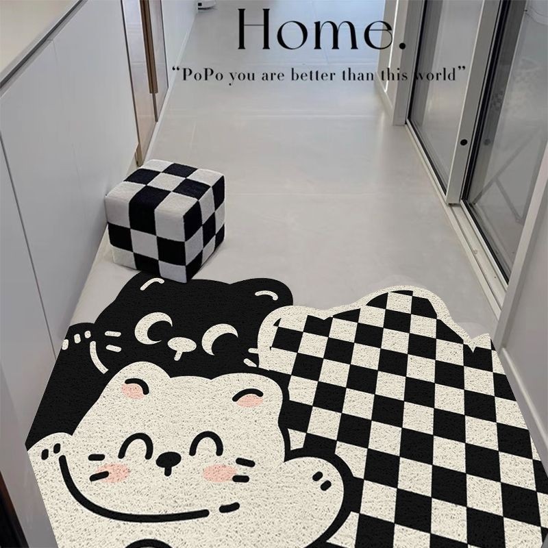 卡通入户门地垫丝圈门口脚垫进门家用地毯玄关门垫可裁剪耐脏竖版