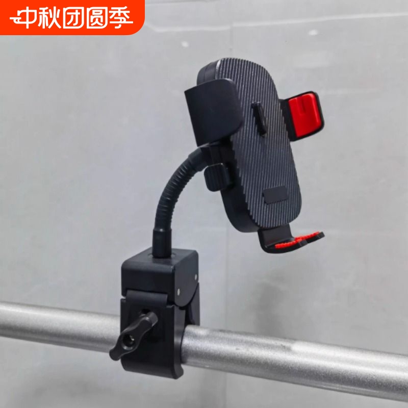 加厚款钳夹手机支架懒人万向直播宿舍床头看剧摆摊手机架软管圆管