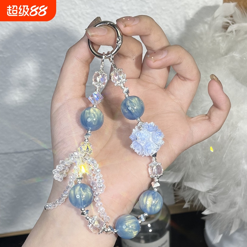 【设计师款】沁夏手机链手腕式diy带垫片爆闪高级感水晶串珠挂件
