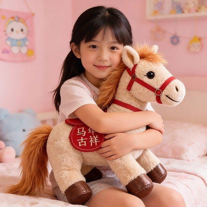 2026马年吉祥物公仔毛绒玩具马上吉祥玩偶红色生肖马娃娃新年礼物