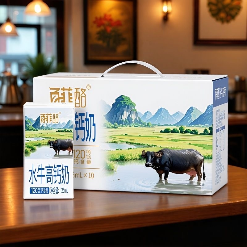 百菲酪水牛奶高钙奶125ml*10盒礼盒装