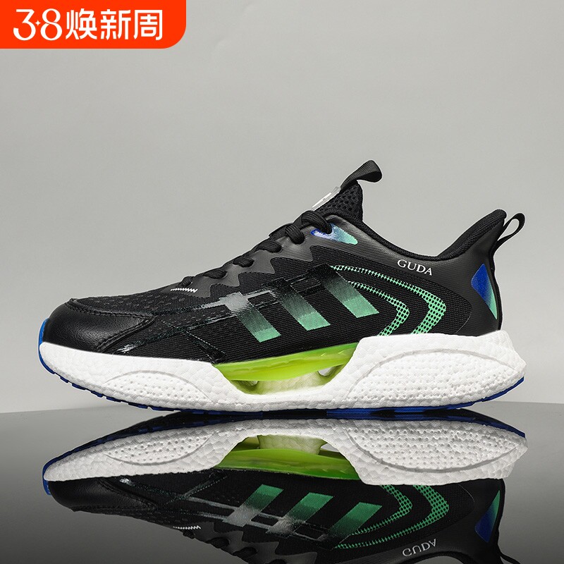 夏季情侣跑步鞋爆米花软底减震女鞋冰丝透气网踩屎感运动鞋男轻便