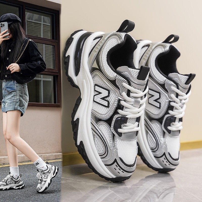 【真皮断码】老爹潮鞋厚底增高透气网面鞋男士百搭运动休闲登山鞋