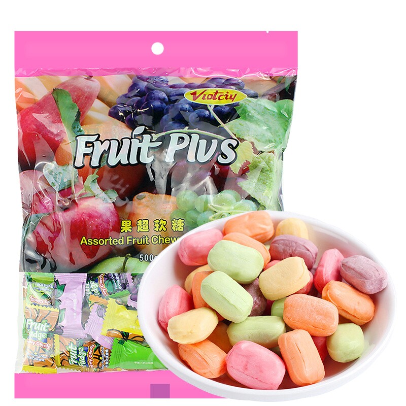 FruitPlus马来西亚果超软糖水果糖果果汁软糖500g包邮混合芒果