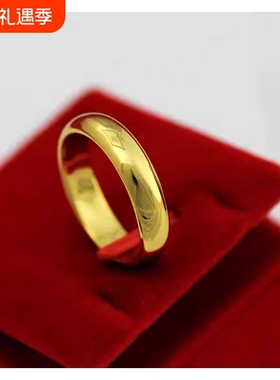 钛钢仿真古法金色戒指结婚款