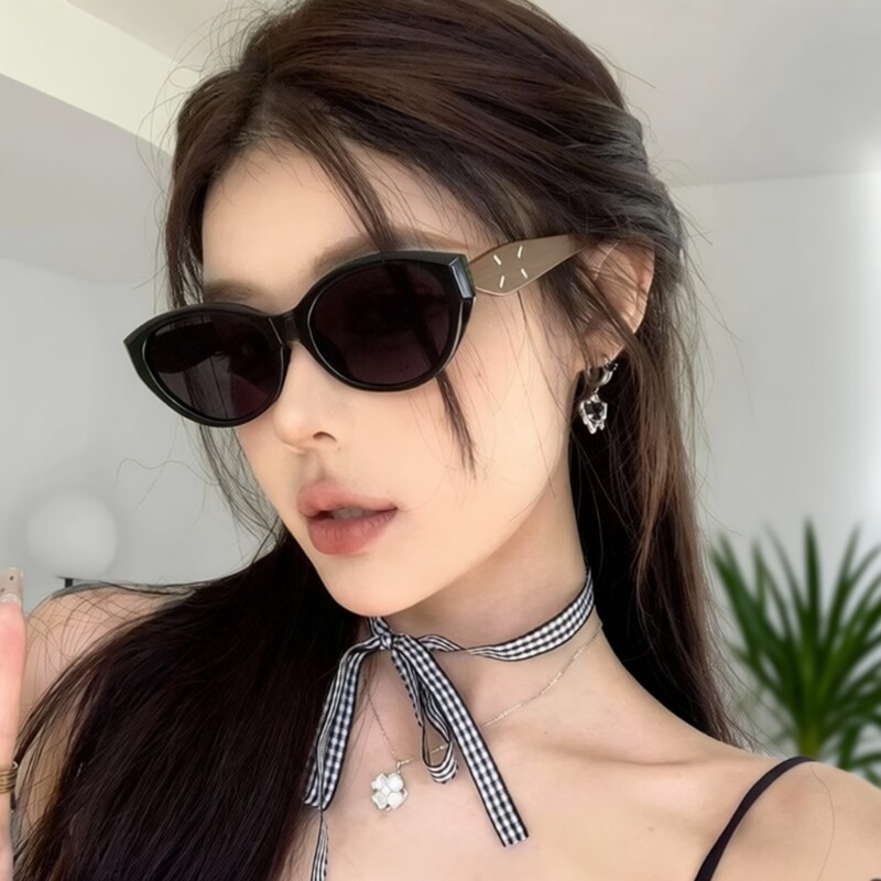 猫眼墨镜女防晒太阳镜可配近视带度数男防紫外线偏光镜片新款圆脸