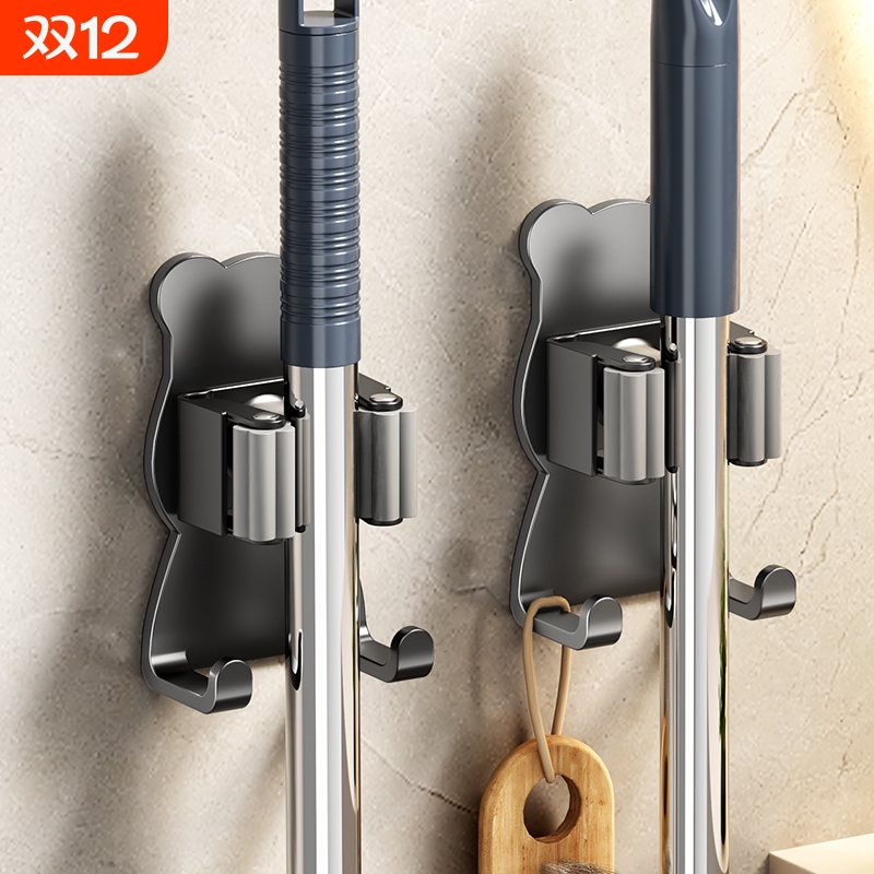 拖把壁挂夹扫把拖布挂钩免打孔卫生间固定卡扣粘钩置物架收纳神器