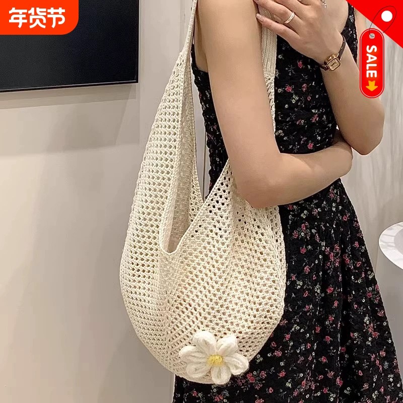 草编包大容量编织单肩腋下包托特包女新款夏季海边休闲度假沙滩包