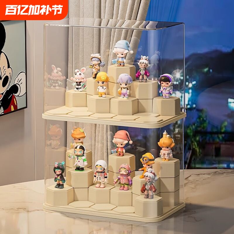 盲盒收纳展示架亚克力泡泡玛特娃娃玩偶小摆件积木透明手办展示柜
