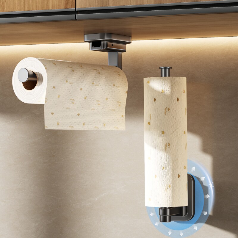 吸盘厨房纸巾架用纸挂架免打孔橱柜保鲜膜收纳挂抹布架挂杆卷纸架