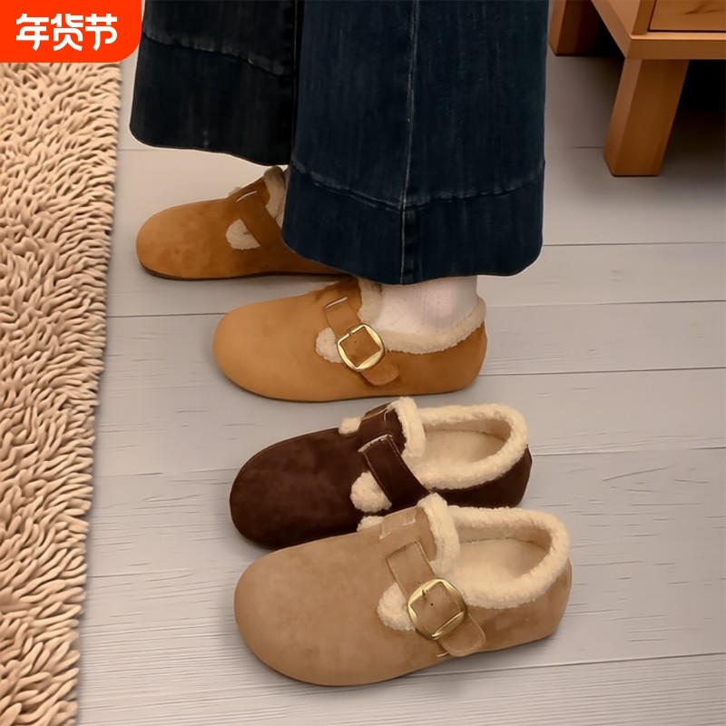 3CM内增高勃肯鞋女2025秋冬新款一脚蹬加绒毛毛鞋棉鞋子羊毛平底,女鞋,勃肯鞋/软木鞋,淘宝优惠券,粉丝福利购,淘宝优惠卷