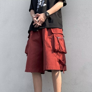 高级夏季工装短裤美式休闲直筒中裤子男女宽松大码工装阔腿五分裤