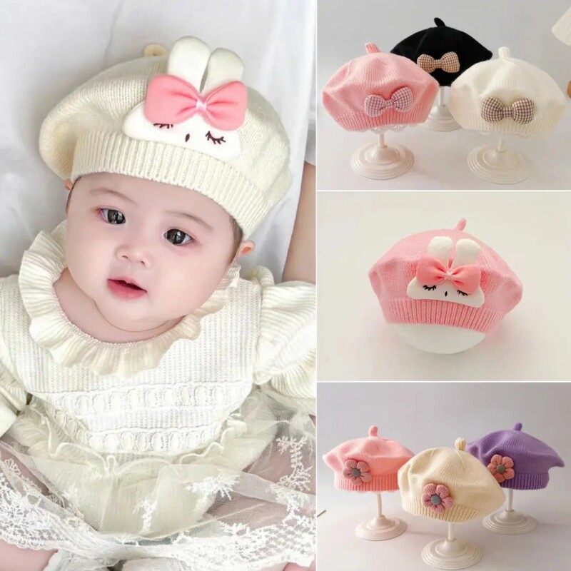 婴儿帽子春秋款胎帽公主帽小月龄男女宝宝新生儿贝雷帽蝴蝶结红色