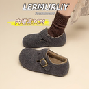 鞋 内增高厚底勃肯鞋 单鞋 秋冬加绒保暖软底灰色毛毛鞋 子 女2025新款