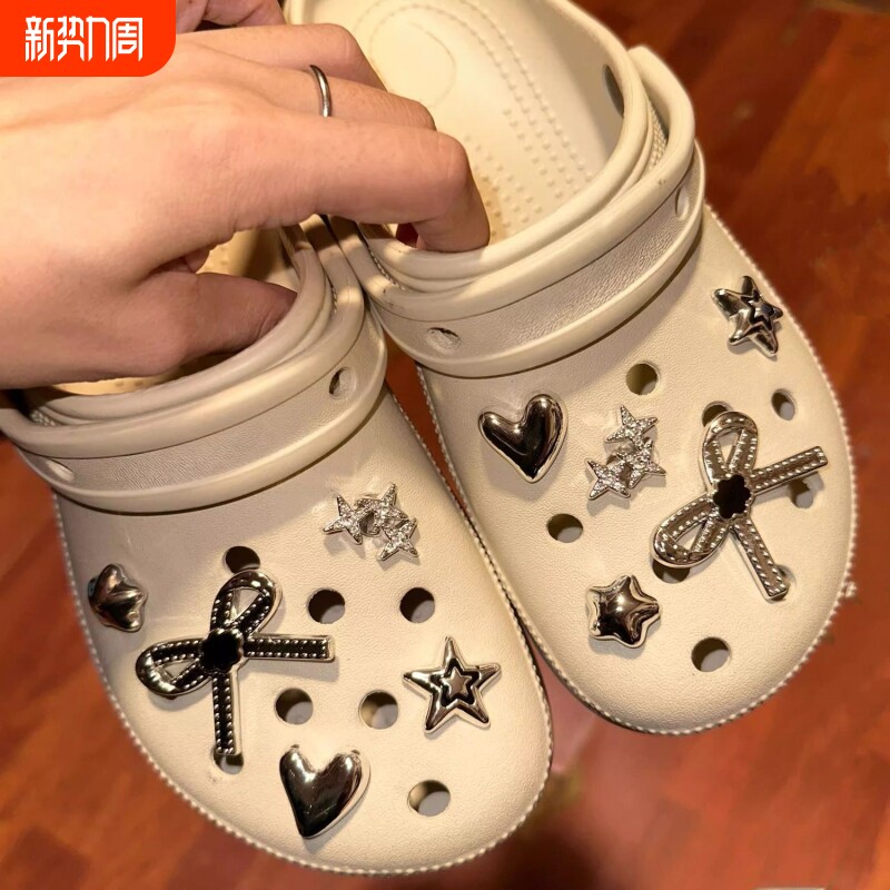 2026少女星星蝴蝶结ins洞洞鞋配饰高级小众千禧diy鞋花卡扣