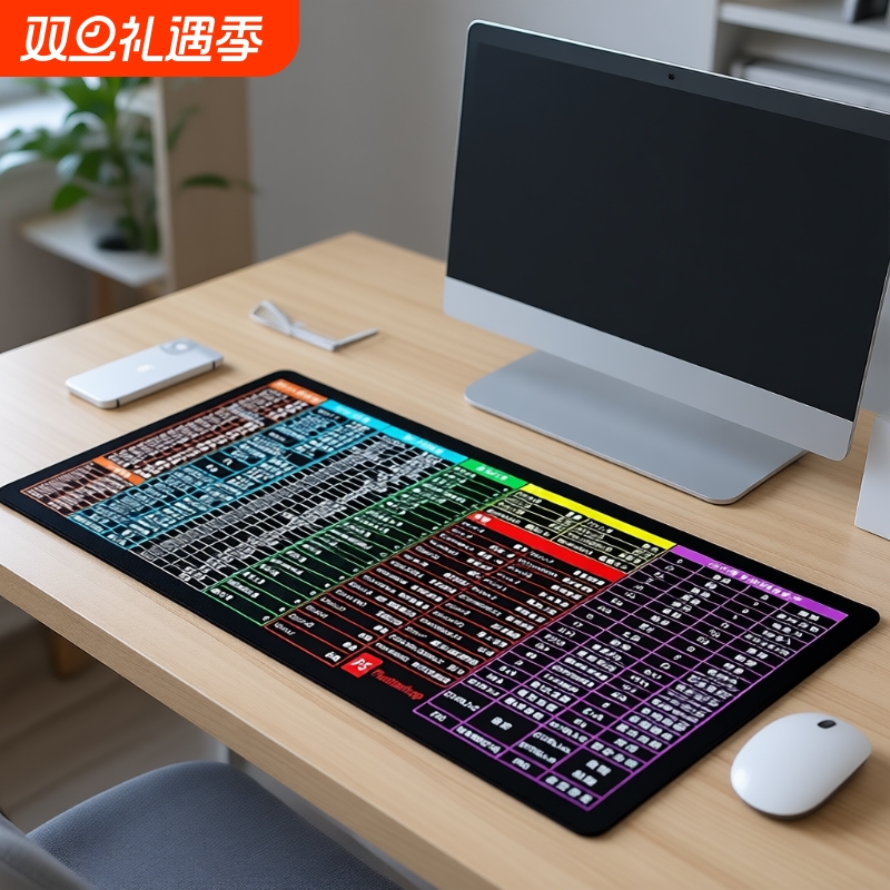 加厚护腕CAD快捷键超大鼠标垫防滑办公桌垫小号可爱女键盘桌面垫