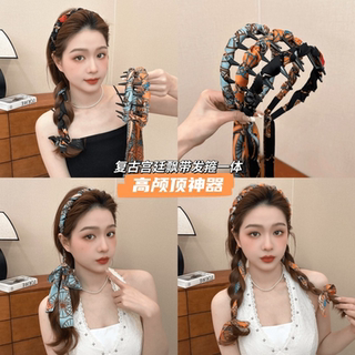 复古宫廷风飘带发箍女2025新款高级感设计高颅顶头箍丝带发饰头饰