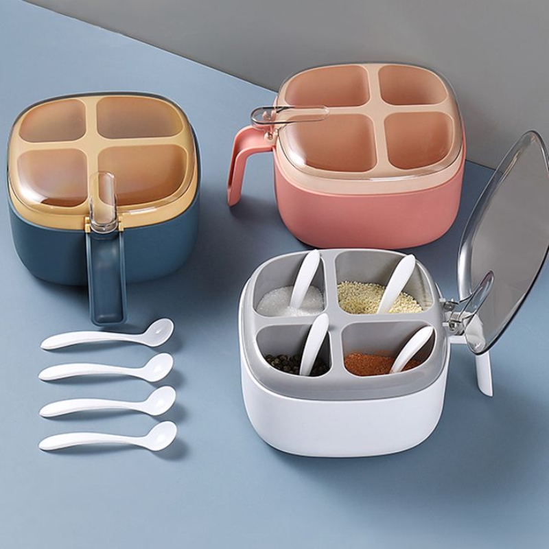 家用调料盒套装4格收纳调味罐油壶盐糖味精多格组合厨房用品