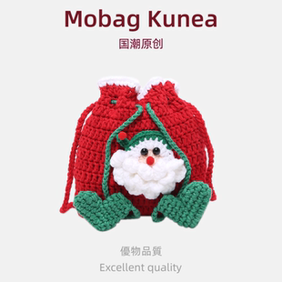 圣诞老人毛线斜挎包手机包 MOBAG&KUENA棉线编织包针织包2025新款