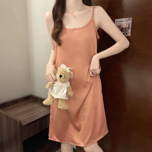 冰丝夏季 休闲睡衣莫代尔可外穿纯欲风小个子 吊带睡裙女薄款 加大码