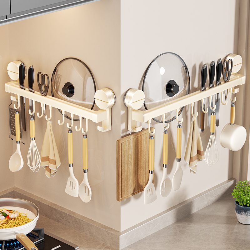 吸盘刀架壁挂式多功能免打孔置物架一体刀具收纳架厨房排钩挂钩架