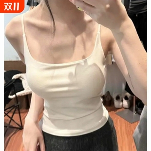 纯欲少女显瘦内搭外穿修身 性感带胸垫吊带背心女 辣妹裹胸内衣夏季