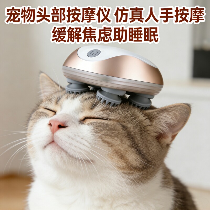 头部按摩器颈部疏通经络助眠挠头止痒宠物全自动猫咪按摩头部神器