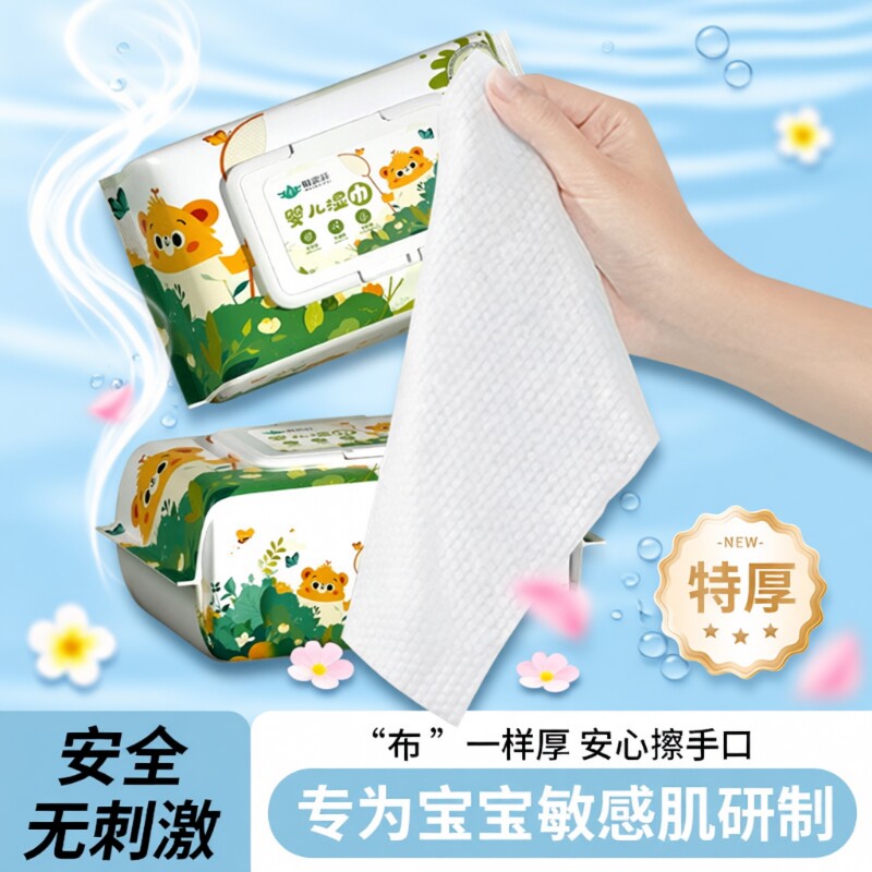 大包湿巾湿纸巾【加大加厚 800 抽10】婴儿手口屁专用大包带盖