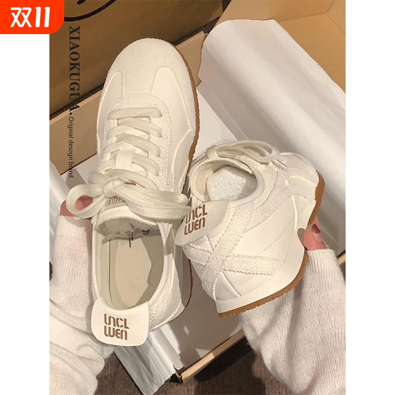 复古阿甘德训鞋女款2025新款夏季软底休闲运动鞋子平底百搭小白鞋