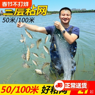 渔网加粗粘鱼网丝网三层沉网浮网鱼网捕鱼网鲫鱼鲢鱼白条网沾网