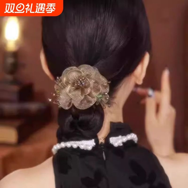 减龄时尚妈妈欧根纱发饰太阳花大肠发圈发绳扎头发头花皮筋头绳