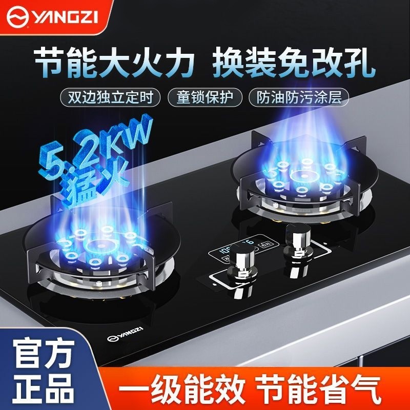 扬子燃气灶双灶家用天然气液化气煤气灶台嵌炉具节能猛火炉头定时