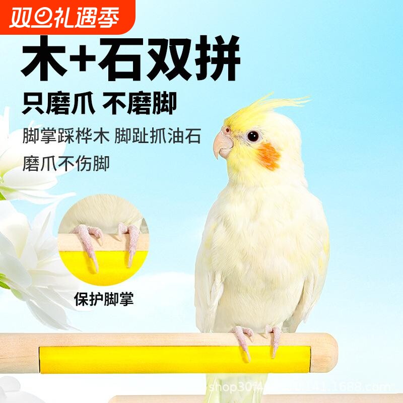 鹦鹉双面磨爪棒磨砂站杆站架玄凤虎皮牡丹小太阳啃咬玩具用品站棍