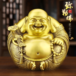 铜弥勒佛佛像笑佛和气生财摆件大肚开心佛工艺品客厅装饰品