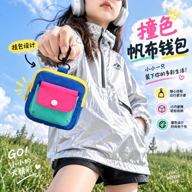 多巴胺零钱包大容量收纳包2026新款小巧迷你卡通钥匙耳机硬币包