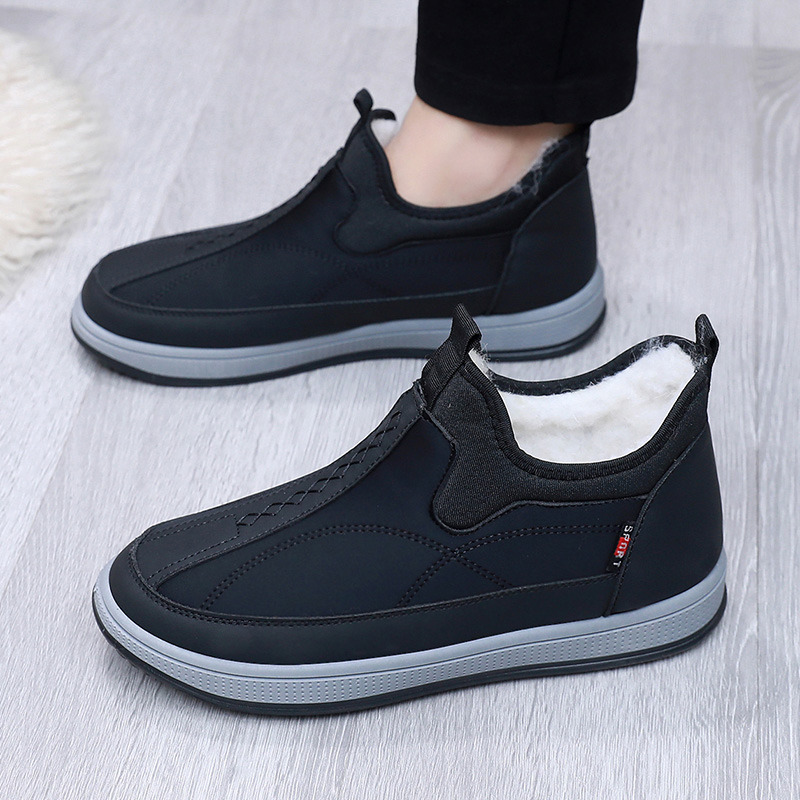 老北京棉鞋男冬季新款加绒加厚保暖鞋防滑防水一脚蹬加厚底爸爸鞋