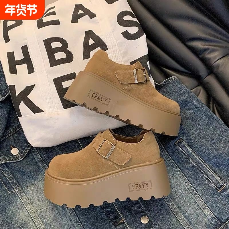 全包单鞋女2025新款高级感百搭法式厚底气质棕色加绒勃肯鞋乐福鞋,女鞋,棉鞋,淘宝优惠券,粉丝福利购,淘宝优惠卷