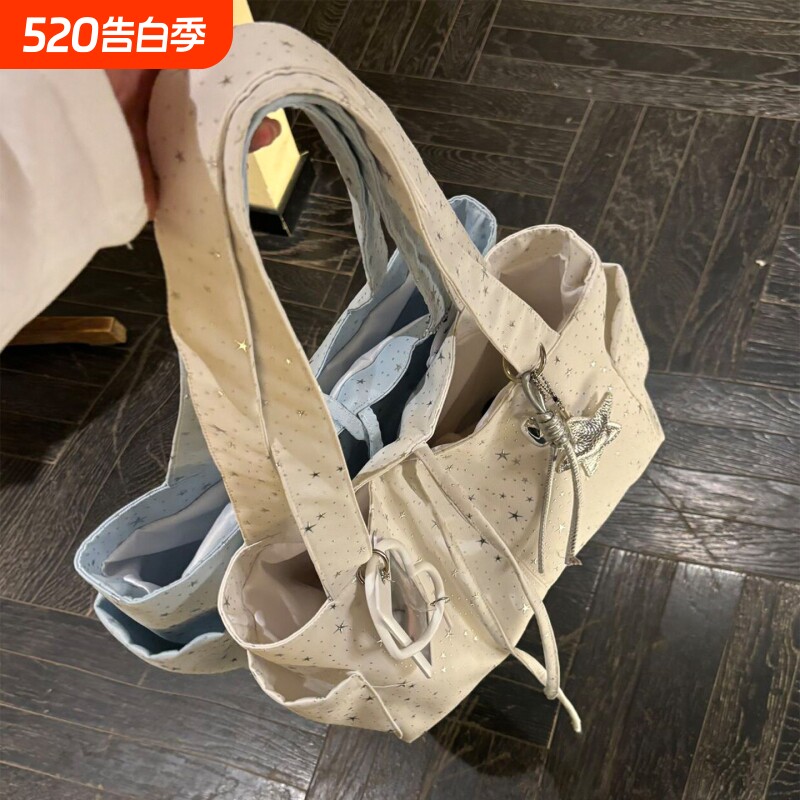 韩系星星印花托特包女大容量通勤外出百搭单肩手提包秋冬新款女包